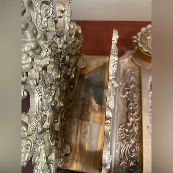 Vintage Solid Brass Cherub Letter Holder Inkwell Grand Decorative Desk Accessory - Picture 8 of 12